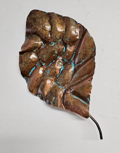 Hand made leaf sculpture in copper