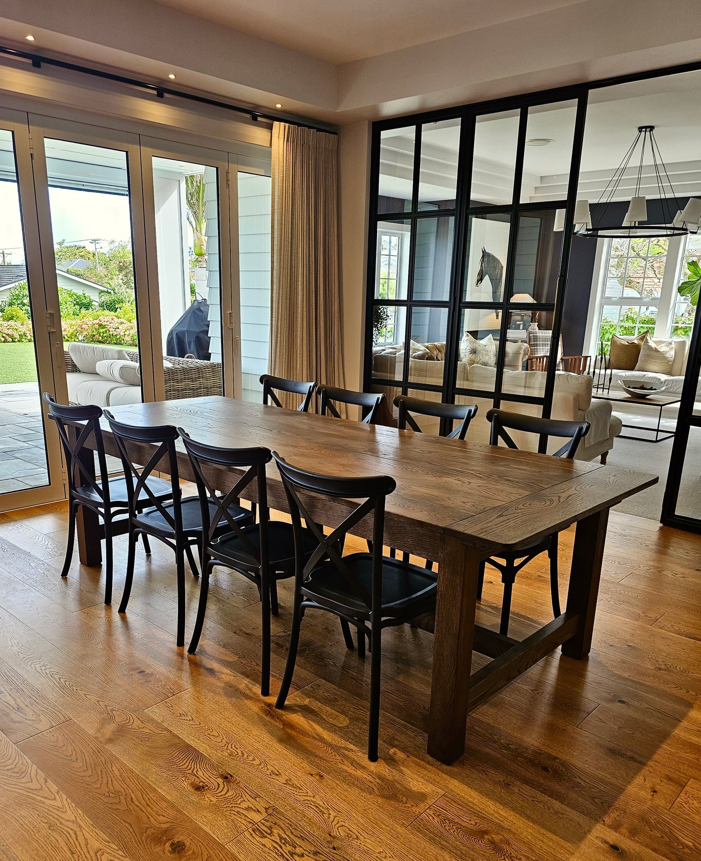 Farmhouse Table- Made to order dining table in oak wood with custom size and finish